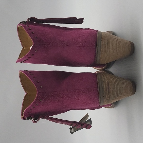 Dingo Fuchsia Suede Western Ankle Boots Size 10 New With Box - Picture 6 of 11